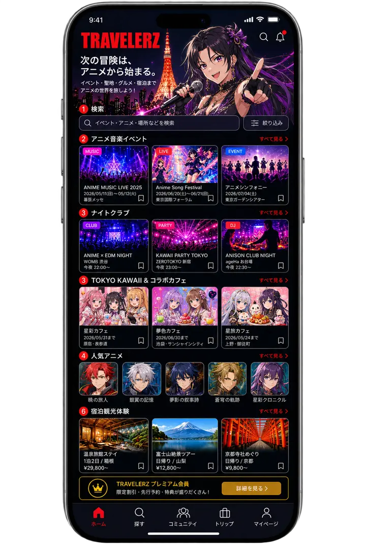 TRAVELERZ モバイル画面イメージ